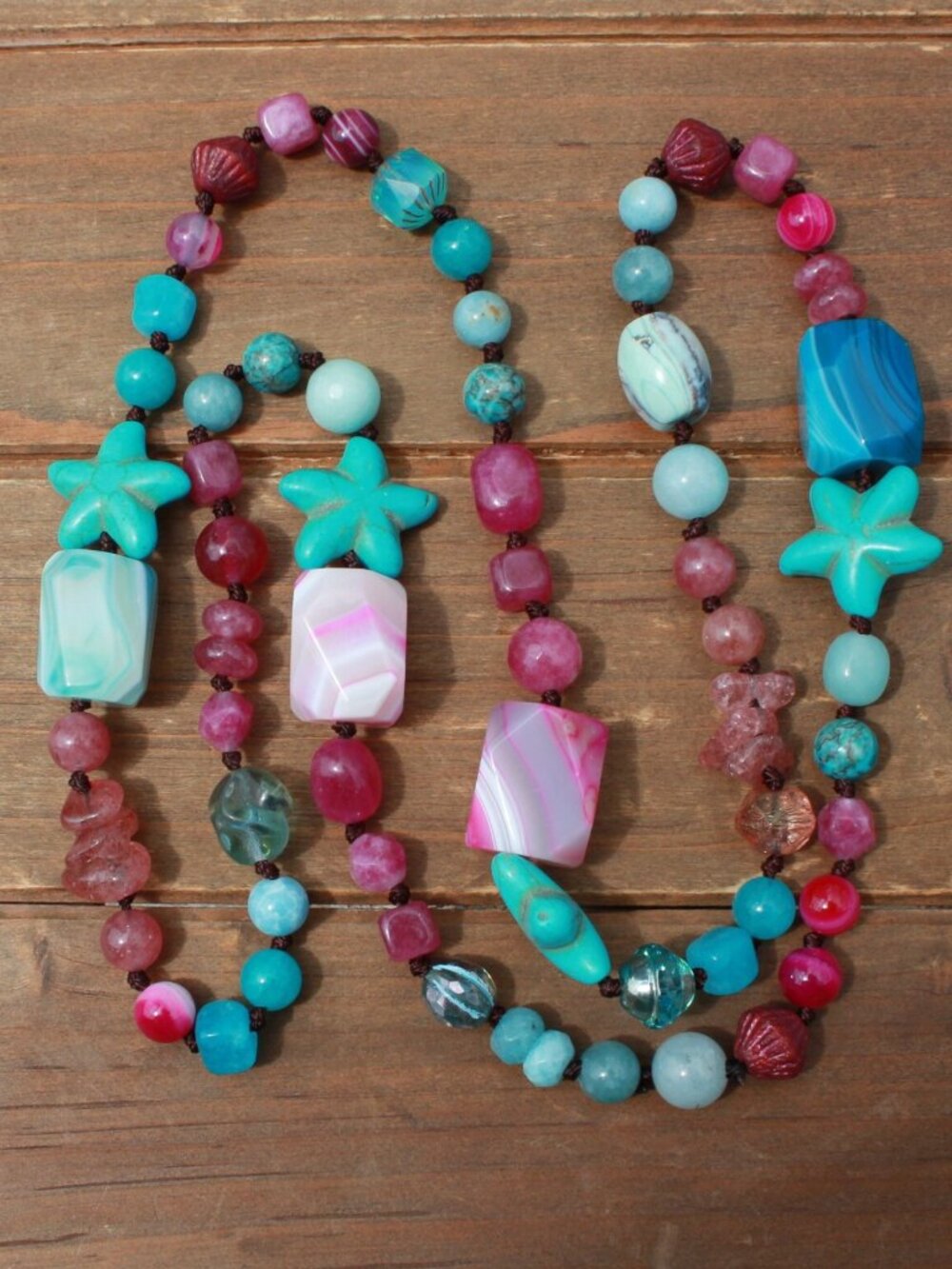 Long Gemstone Beach Necklace